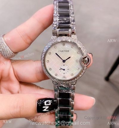Cartier Ballon Bleu de 36mm Quartz Watch Black Ceramic  Silver
