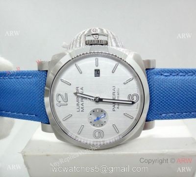 Copy Panerai Luminor Marina PAM 687 Automatic Watch SS Blue Leather Strap