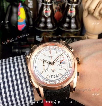 New Copy Parmigiani Fleurier Bugatti Aerolithe White Dial Rose Gold Watches 45mm