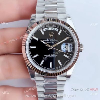 NEW Upgraded Rolex Day Date 2 Black Dial Ss Presidential Watch Swiss 3255 V3 Version