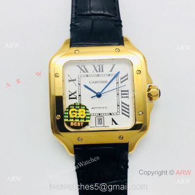 (GB) 2019 New Cartier Santos Yellow Gold Watch  AAA Swiss Replica