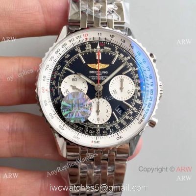 JF Factory Breitling Navitimer 01 Chronograph Copy Watch Stainless Steel Black Dial