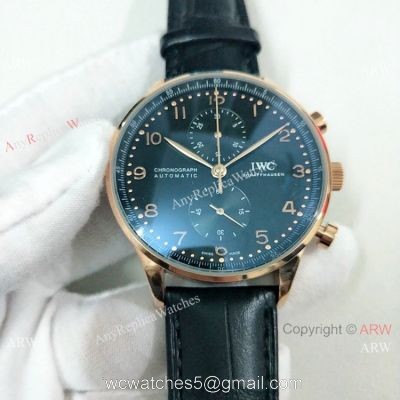 IWC Portuguese Black Face Rose Gold Chronograph Watch High Quality Replica Watches China
