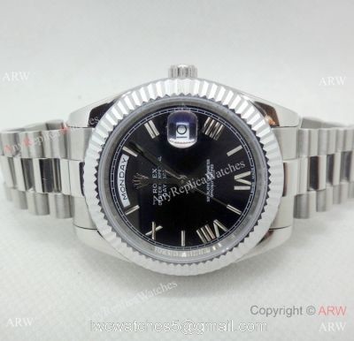 AAA Quality Replica Rolex Day-Date Presidential Black Dial Watch 40mm