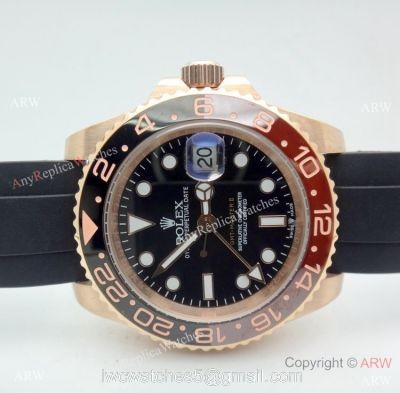 Replica Rolex GMT-Master II Rubber Strap Brown Black Ceramic Watch