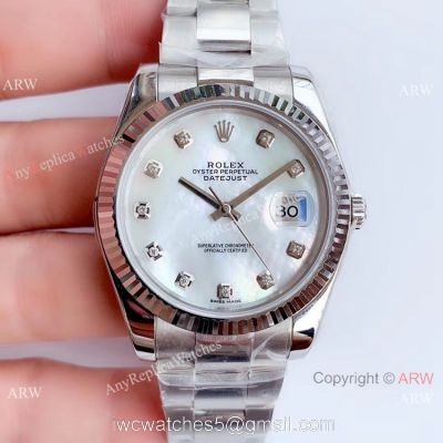 NEW Upgraded ETA3235 V3 Rolex Datejust II Watch SS White MOP Face Oyster Band