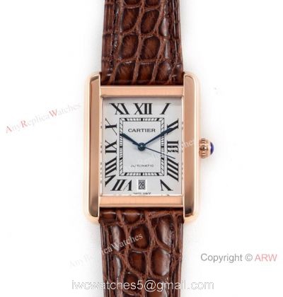 (ER) Swiss Replica Cartier Tank Solo Automatic White Dial Rose Gold Watch 31mm