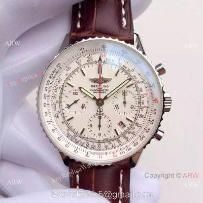 JF FACTORY Breitling Navitimer 01 Men Watch White Dial Brown Leather Strap