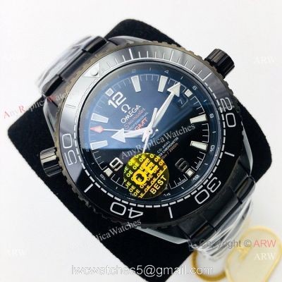 Swiss OE Factory Omega Planet Ocean Deep Black 600m All Black Watch Omega Seamaster Super Clone