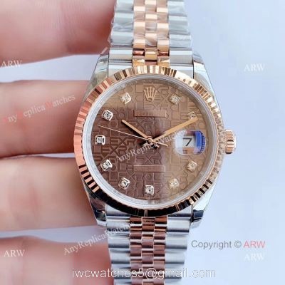 EW factory Rolex Computer Face Datejust 36 Two Tone Rose Gold Jubilee Chocolate Dial Watch