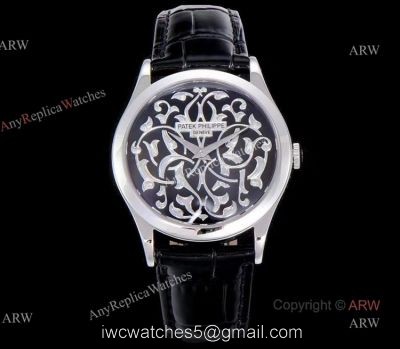 New Patek Philippe 5088 Calatrava Engraved Black Dial Replica Watches