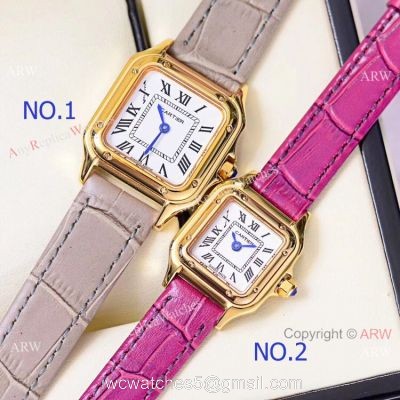 Copy Cartier Panthere Yellow Gold White Roman Dial Watch Quartz