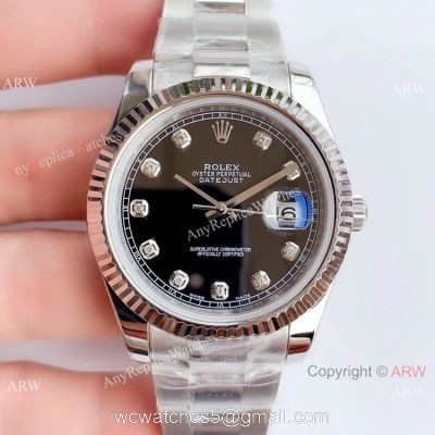 NEW Upgraded Swiss 3235 V3 Replica Rolex Datejust 41mm Watch Fluted Bezel Black Face