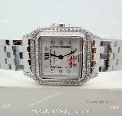 Clone Cartier Panthere de Stainless Steel Diamond Watch Quartz 27mm