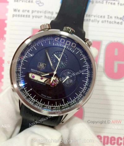 Copy Tag Heuer Mikrogirder 2000 Watch SS Black Chronograph Dial