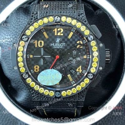 Swiss Copy Hublot Big Bang Evolution Yellow Diamond Watch 7750 Chronograph Movement