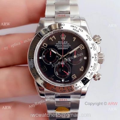 1:1 Replica Rolex Daytona Noob Factory SWISS 4130 Watch Stainless Steel Black Dial
