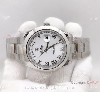 New Upgraded Rolex Day Date II White Roman Dial SS Oyster Watch 41mm