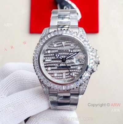 New Replica Rolex GMT-Master II Iced Out Diamond Watch 41mm