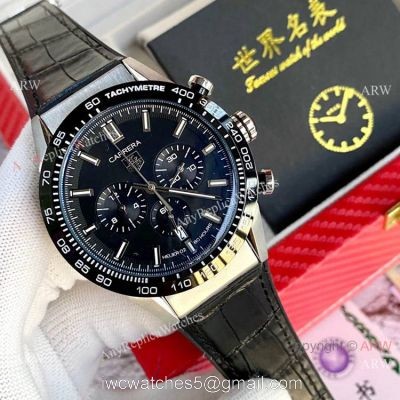 New Replica Tag Heuer Carrera Heuer 02 Watches Black Leather Strap
