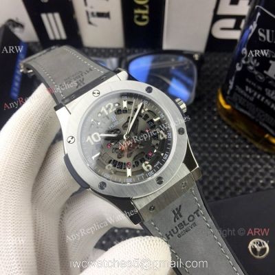 Copy Hublot Classic Fusion Skeleton Gray Gummy Strap Watches 2019 New