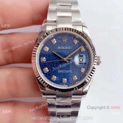(EW) Swiss Copy Rolex Datejust 36mm Watch Stainless Steel Blue Computer Dial Rolex EW Factory