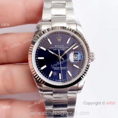 Swiss Grade Rolex Datejust EW Factory 3235 316L Watch SS Blue Dial