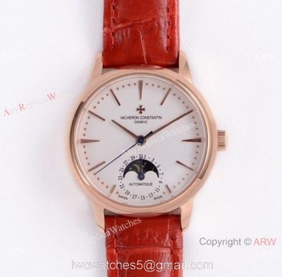 (VC) Vacheron Constantin Copy Patrimony Moon phase Rose Gold Diamond Watch 32mm