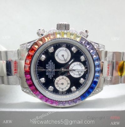 Rolex Daytona Rainbow Replica Watch Stainless Steel Chronograph 40mm