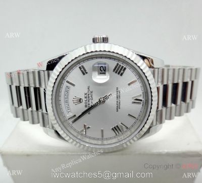 (EW) Replica Rolex DayDate II Stainless Steel Silver Face Watch  Swiss ETA3255