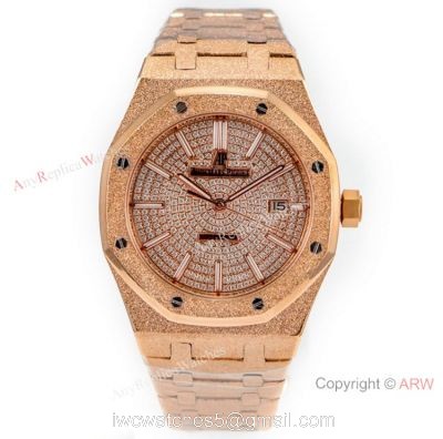 N9 Factory Swiss 3120 Audemars Piguet Frosted Rose Gold Watch Diamond Dial