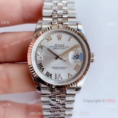 EWF Swiss Replica Rolex Datejust Stainless Steel VI IX Diamond Watch