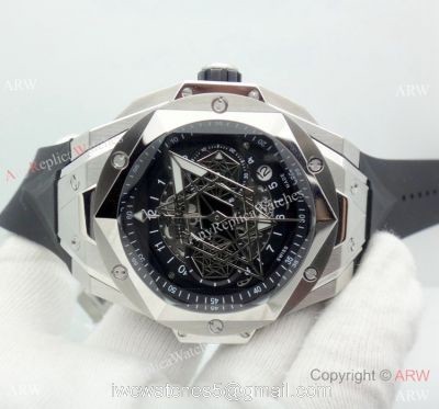 2019 Replica Hublot Big Bang Sang Bleu II Watches Stainless Steel Skeleton Dial