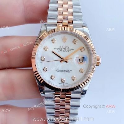 EW factory SWISS 3235 2 Tone Rose Gold Rolex Datejust 36mm Watch
