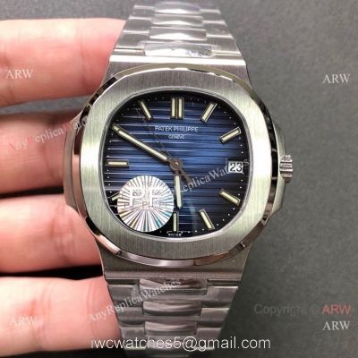 PF Factory V2 Swiss Patek Philippe Nautilus Copy Watch Stainless Steel Blue Dial