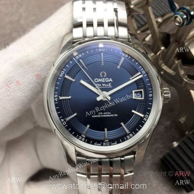 Swiss Replica Omega DeVille Hour Vision Stainless Steel Blue Dial Watch VS Factory 8900 Movement