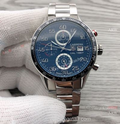 Clone TAG Heuer Carrera cal 1887 Stainless Steel Black Dial Watch