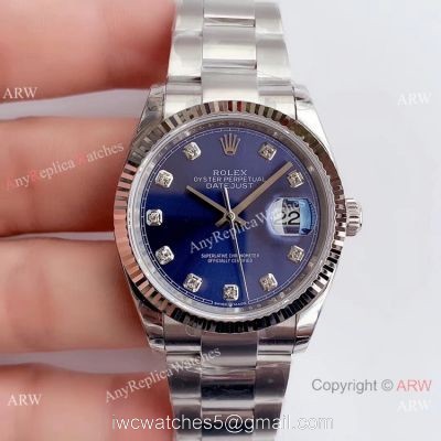 (EW) Grade 1A Rolex Datejust 36mm Watch Stainless Steel Blue Diamond Dial Rolex EW Factory Wrist