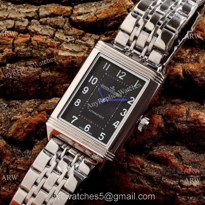 New Copy Jaeger-LeCoultre Reverso Classic 46mm Watch Stainless Steel Black Face