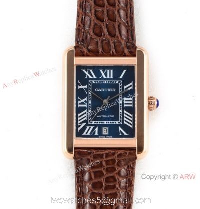 (ER) Cartier Tank Solo W5200027 Rose Gold Black Face Watch Swiss Grade 1