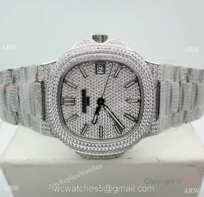 Best Replica Iced Out Patek Philippe Nautilus Men Watch Swiss Grade 1