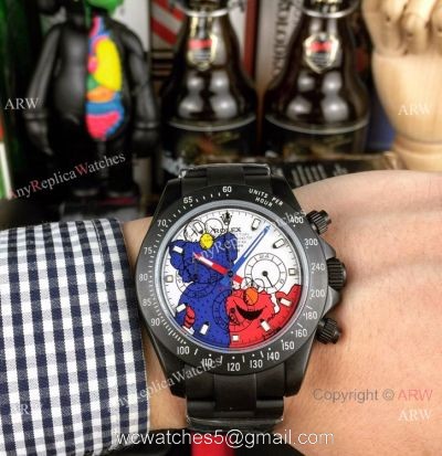Rolex Blaken Replica Daytona Watches Blacksteel Blue&038;Red Dial