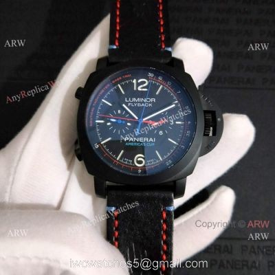 Copy Panerai PAM725 Luminor Amercias Cup Flyback Watch Blacksteel