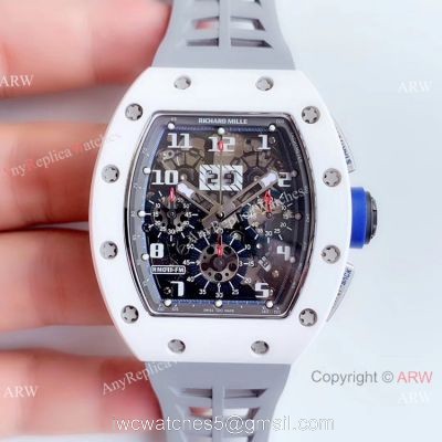 KV Factory Swiss Copy Richard Mille RM 011-FM Polo Club Saint Tropez Watch White Ceramic Gray Skeleton Dial