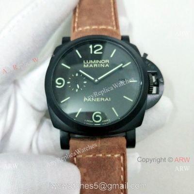Luminor Marina Panerai Black Steel 44mm Watch  Fake Panerai Watch PAM312