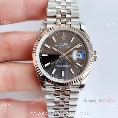 EW factory Copy Rolex Oyster Perpetual Datejust 36mm SS Gray dial Jubilee Watch