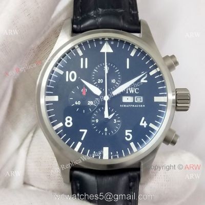 New Copy Iwc Pilot Spitfire Chronograph SS Black Dial Watch 43mm