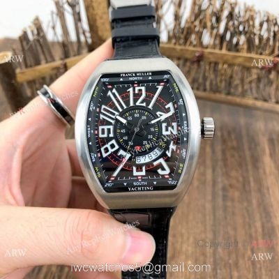 Copy Franck Muller Vanguard Classical V45 Watch Ss Black Gummy Strap