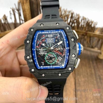 New Fake Richard Mille rm11-04 Men Watch Carbon  Black Rubber Band