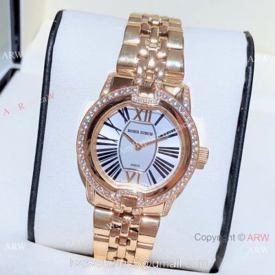 Copy Roger Dubuis Velvet Women Watches Silver Dial Rose Gold
